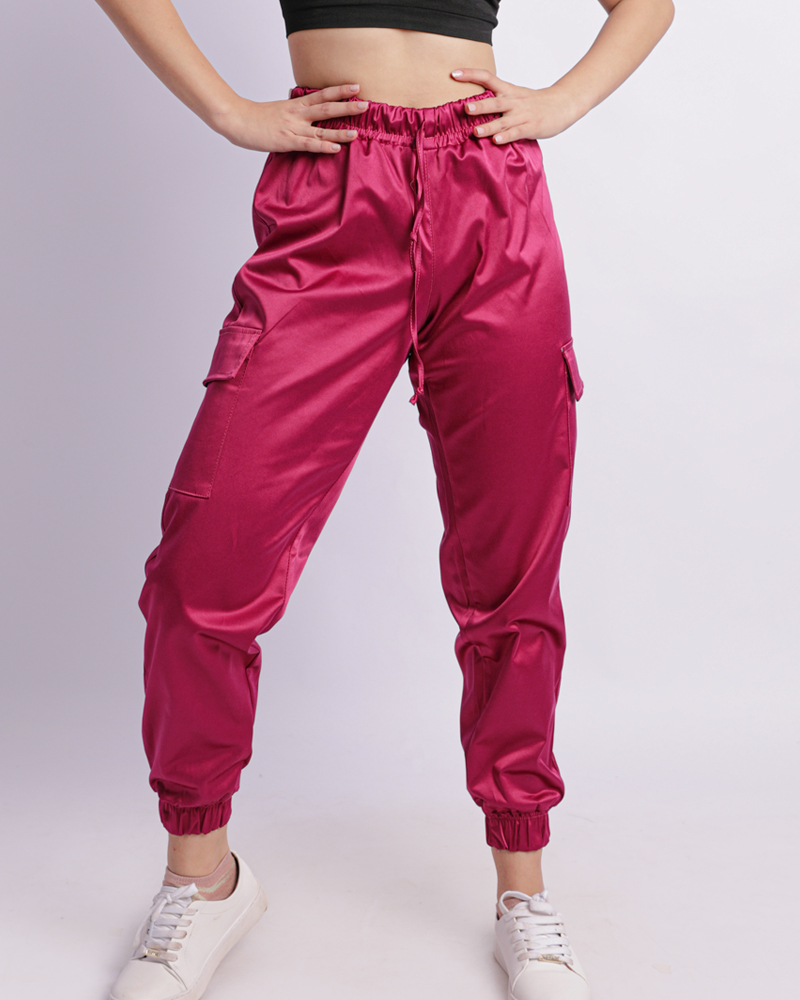  XIALON Pantalones jogger de lentejuelas de cintura